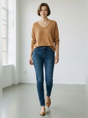 One 5 One Dark Blue Skinny Jeans Mid Rise Denim Size 4